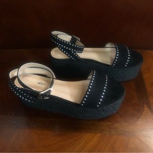 Fashion Nova Black Platform Studded Ankle Strap Open Toe Sandals NWOT